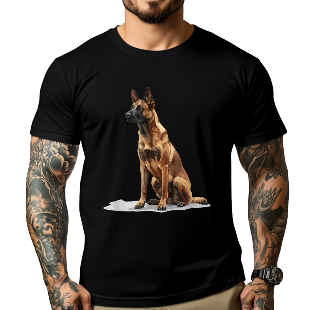 Belgian Malinois Dog Breed Graphic Tees Newest Crewneck Classic Short Sleeve Cotton Fabric Men T Shirt Geek Tee Shirts Belgian Malinois Dog Breed Graphic