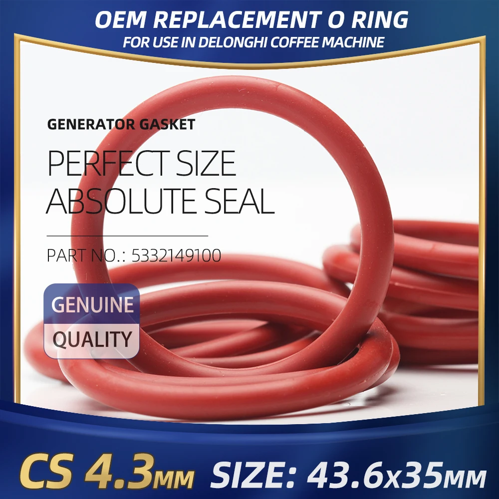 Anel de Silicone para Café Delonghi O-ring O-ring Vmq Junta de Vedação O-ring Oring Borracha Vermelha Cs4.3 mm 43.6*35*4.3 mm 10 Pcs 43 Milímetros