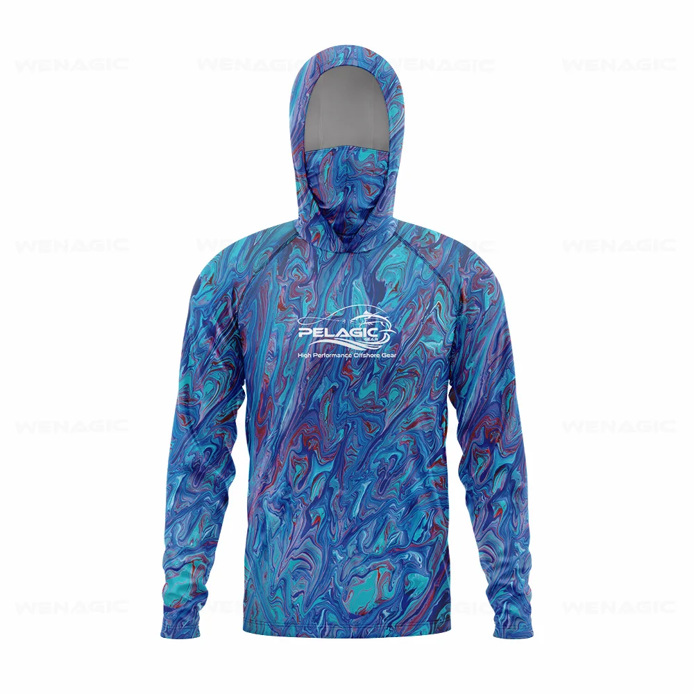 Men Hood Fishing Shirt long sleeve Fishing clothing Fishing t shirt uv protection Apparel