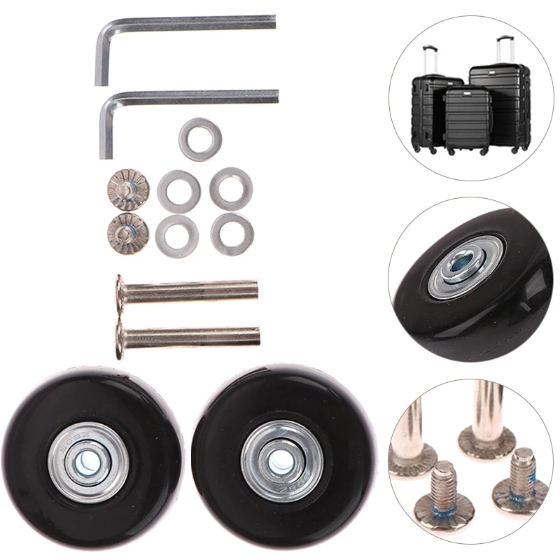 set Suitcase Wheels Black Luggage Suitcase Replacement Wheels