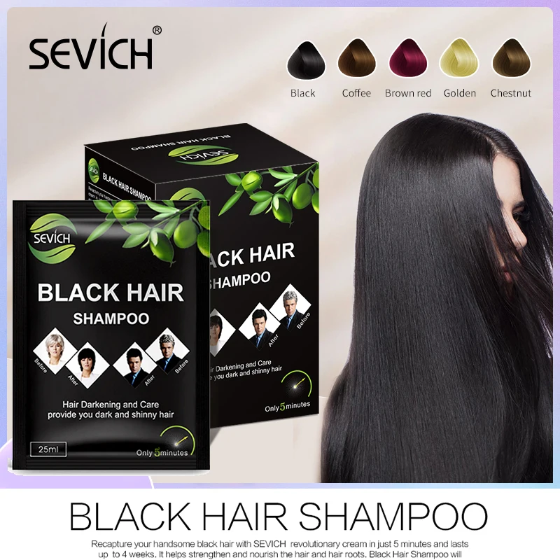 10 pcs/lot Black Hair Shampoo 5 Minutes Faster Dye Hair Into Black Make Grey White Darkening Color Shampo hair dye shampoo