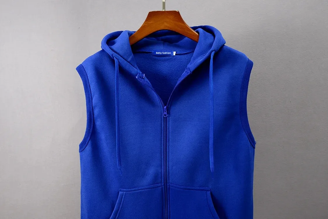 Men's Summer Faux Fur Hooded Vest View 2