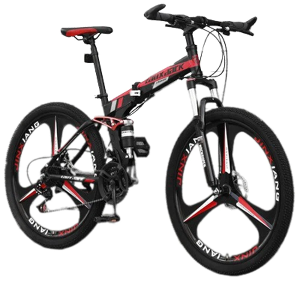 FoldableHighCarbonSteelBicycleDualDiscBrakeMountainBike