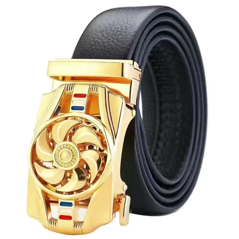

2023 Brand Designer New Men's Belt Lychee Leather Automatic Buckle Belt Korea Golf Belt Casual Trend Pants 120 cm Dropshipping