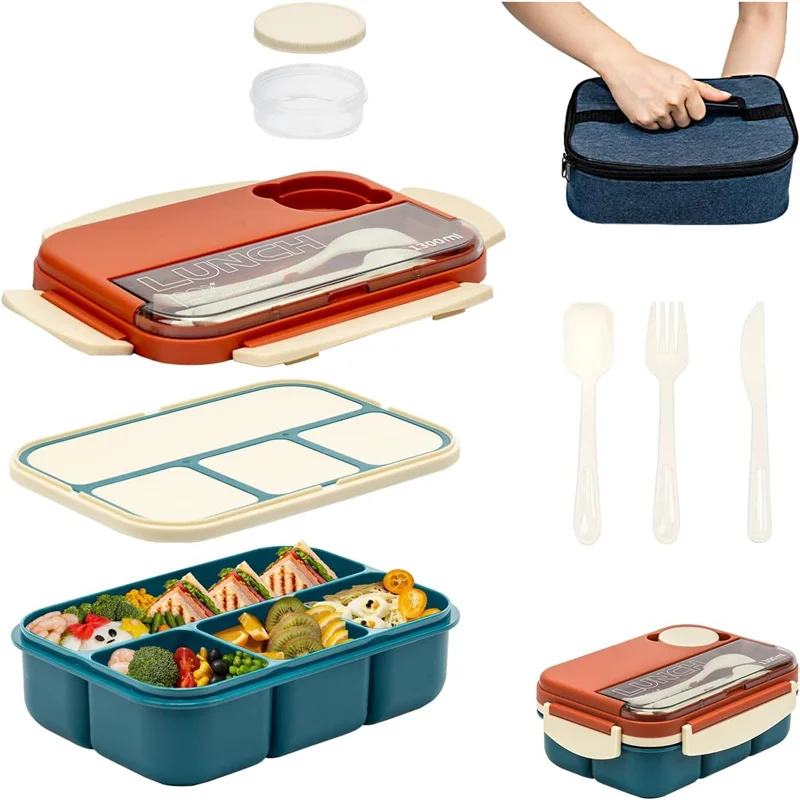 Lunch Box, Leakproof,Food Container Cutlery Set, Bpa Free, Microwave D