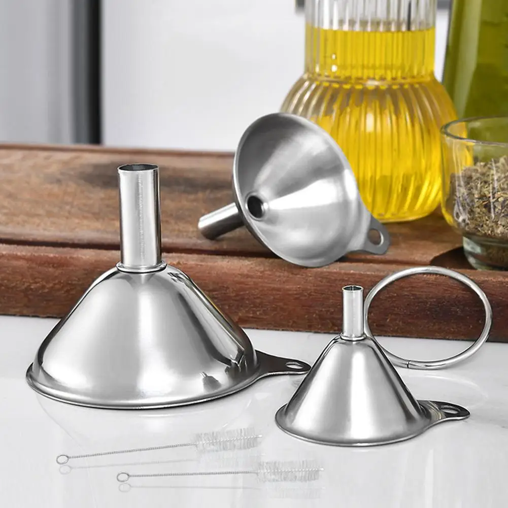 3 Piece Stainless Steel Funnels Set with Handle Mini Funnel Set Funnel Oil Spill Wine Spill Tool for Filling Bottles