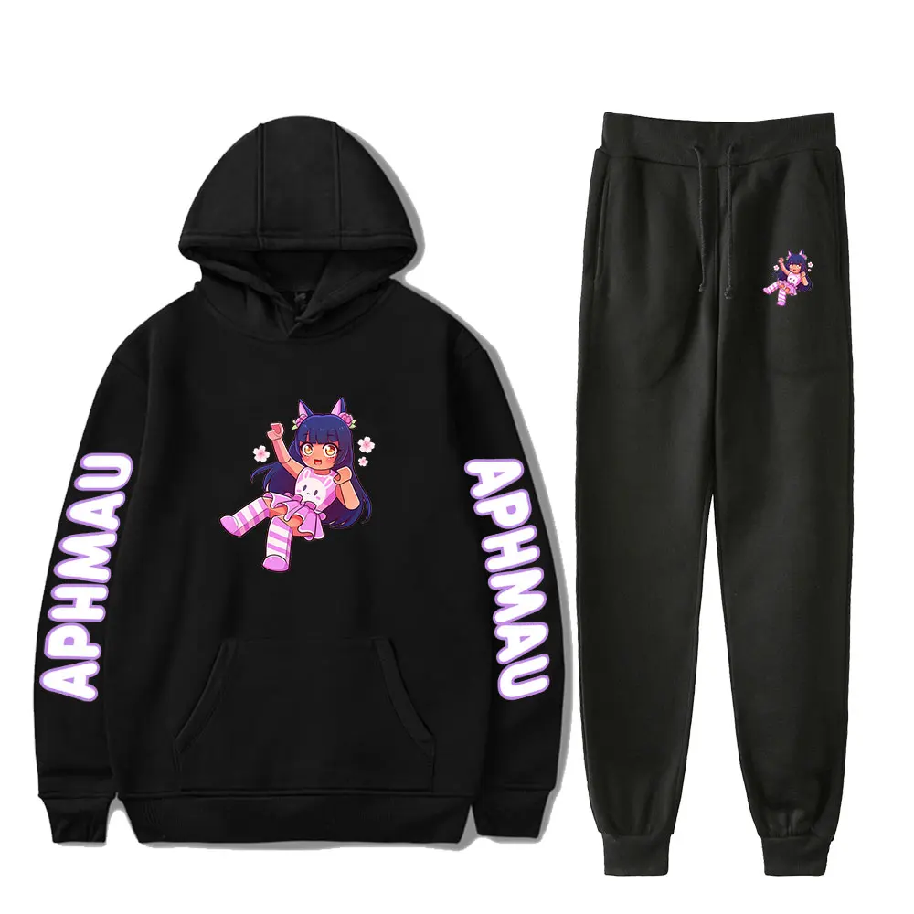 

Aphmau Logo Merch Print Fall Suit Hoodies Hooded Ankle Banded Pant Two Piece Set Street clothes Hooded Jogger pants