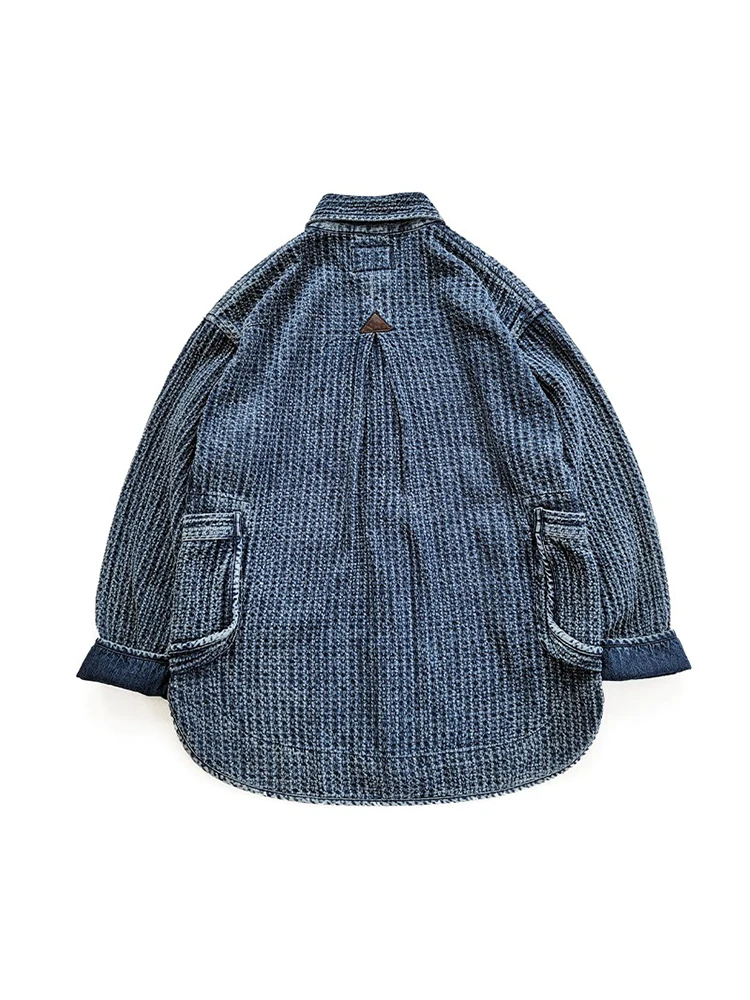 Men's Jacket Indigo Pockets Loose Fit Japanese Style Casual Vintage Clothes Spring Autumn 2