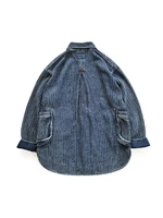 Men's Jacket Indigo Pockets Loose Fit Japanese Style Casual Vintage Clothes Spring Autumn 2