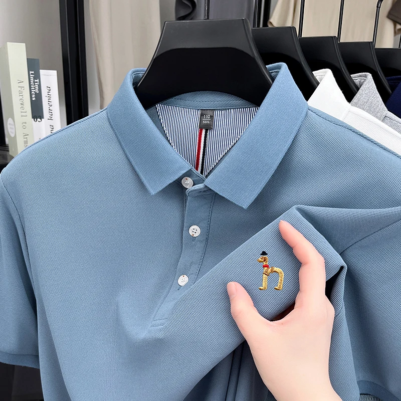 Polo da uomo di design di marca T-shirt a maniche corte con risvolto Estate Nuovo cane squisito ricama Moda Business Abbigliamento da uomo bello - immagine 3