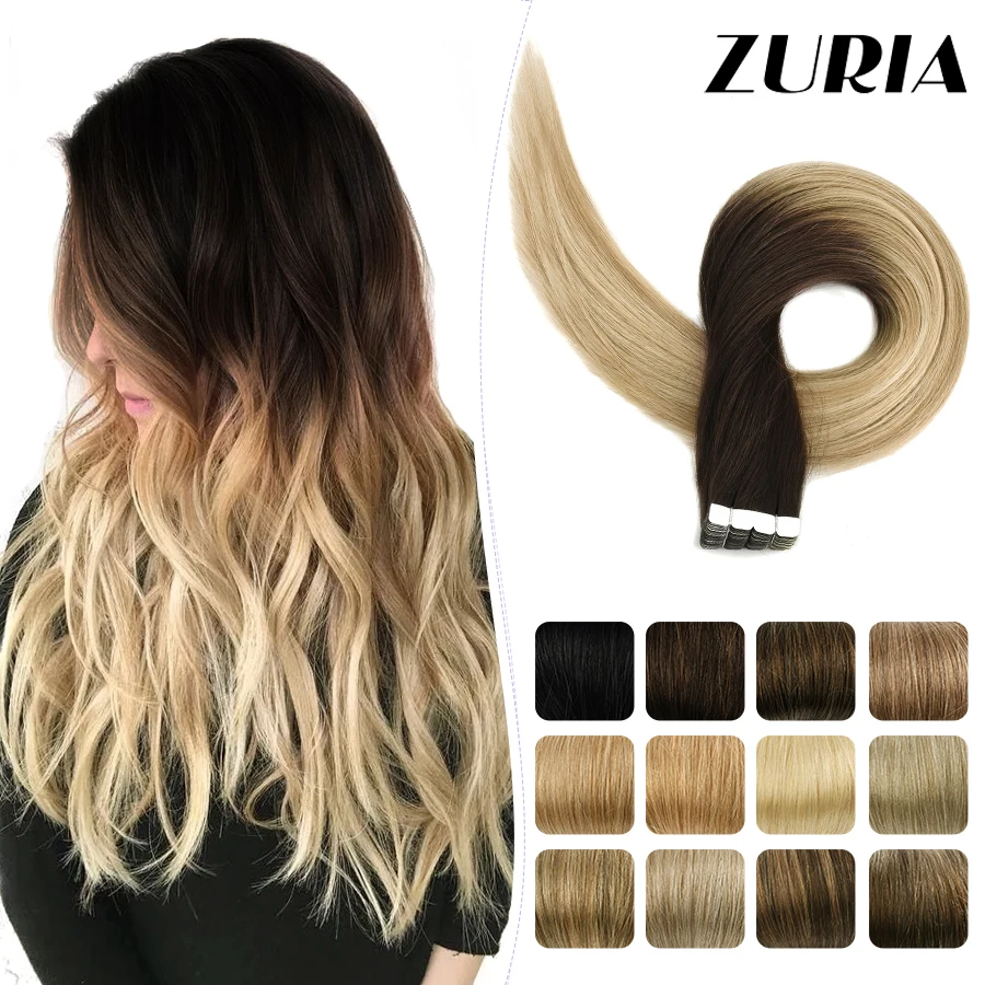 인모 묶은 머리 ZURIA 스트레이트 미니 테이프 인모 연장, 보이지 않는 피부 씨실 접착제, 여성용 천연 진짜 헤어피스 번들 가발, 16 인치의 제목을 다시 작성하면 다음과 같을 수 있습니다: 
– ZURIA 스트레이트 미니 테이프 연장용, 피부 친화적인 씨실 접착제, 16인치 여성용 천연 헤어피스 번들 가발