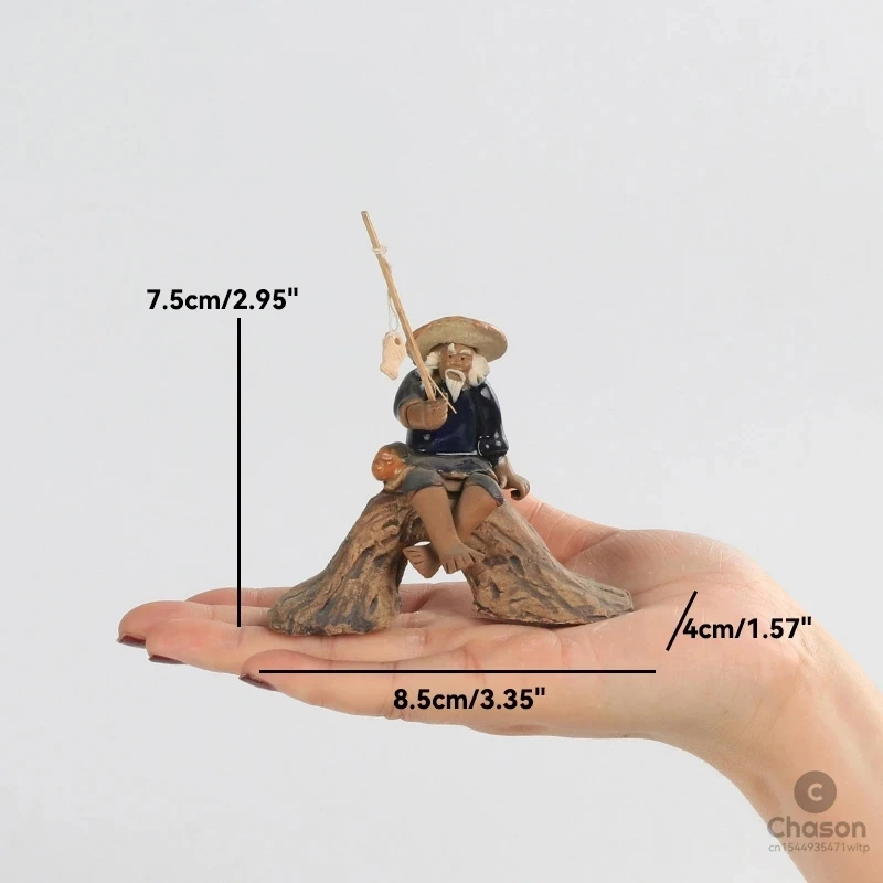 Fisherman Figurine Céramique Mini Pêcheur Bonsaï Figurines
