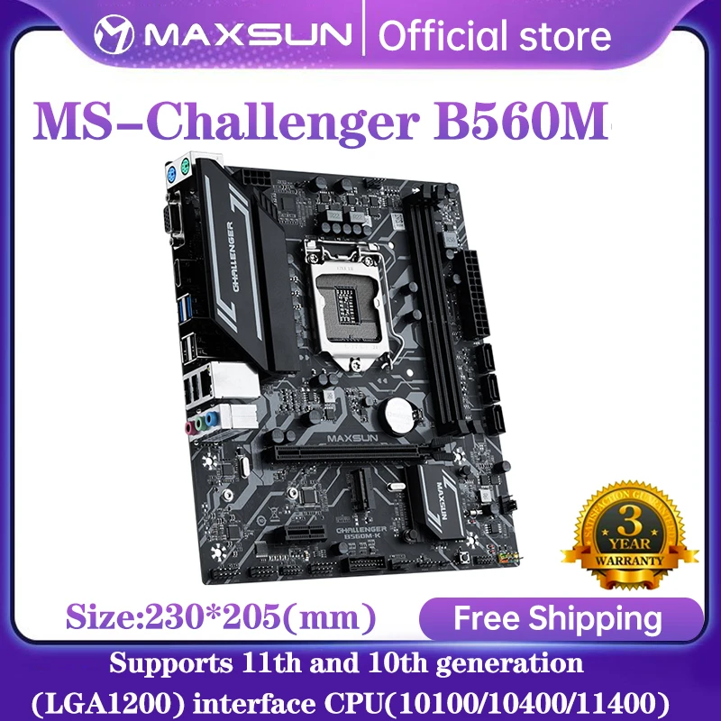 MSXSUN B560M Motherboard LGA 1200 10th/11th Gen Intel Core i3 i5 i7 CPU