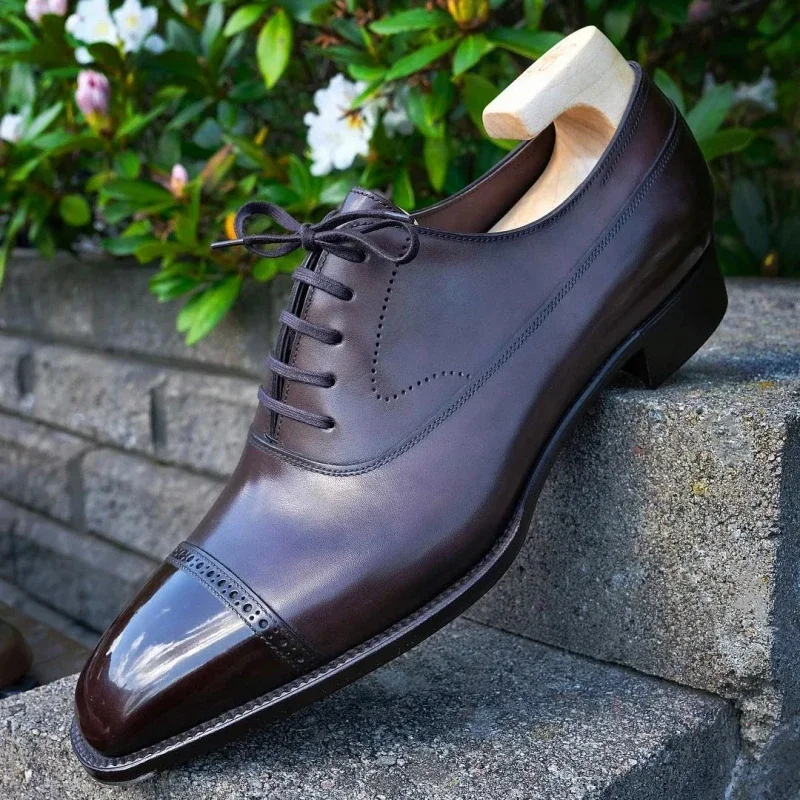 

New Brown Derby Shoes for Men Black Business Round Toe Lace-up Solid Mens Dress Shoes Free Shipping Size 38-46