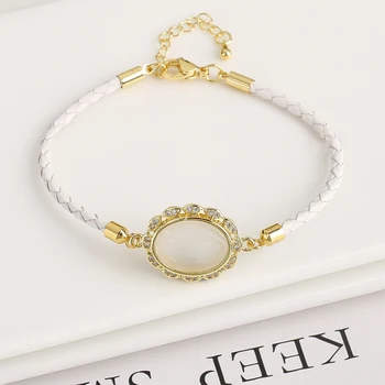 6 Color Crystal Madonna Zirconia Leather Rope Braided Charm Bracelet New Fashion for Woman Girl Party Jewelry Birthday Gift