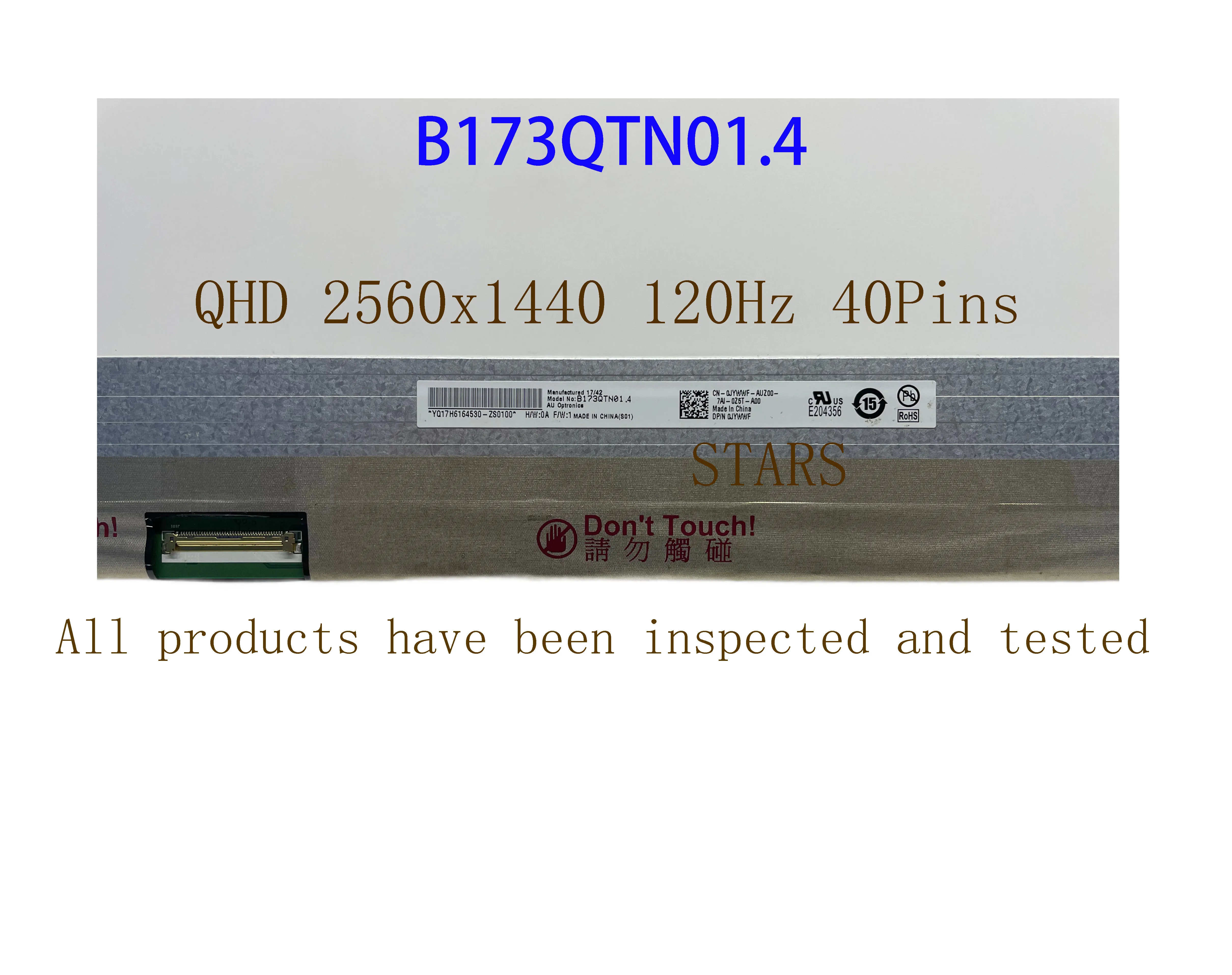 Ʈ ȭ LCD ÷ г, B173QTN01.4, B173QTN01.0, B173QTN01.1, B173QTN01.2, B173QTN01.5, QHD 2560x1440, 40 , 17.3 ġ, 