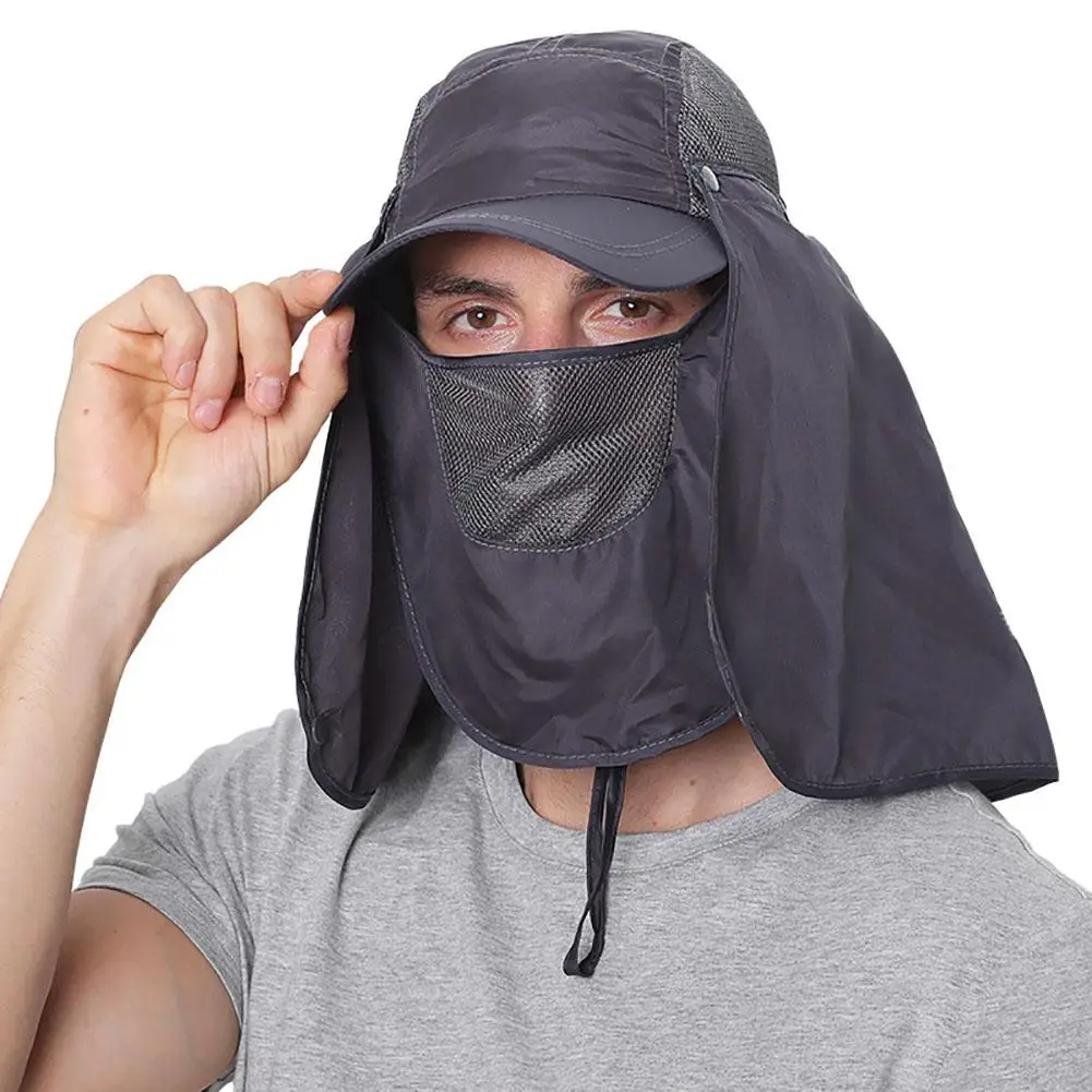 Sun Hats Men Women Summer Fishing Cap Neck Face Sunscreen Flap UV Protector Quick-Drying Detachable Sunshade Boonie Cap