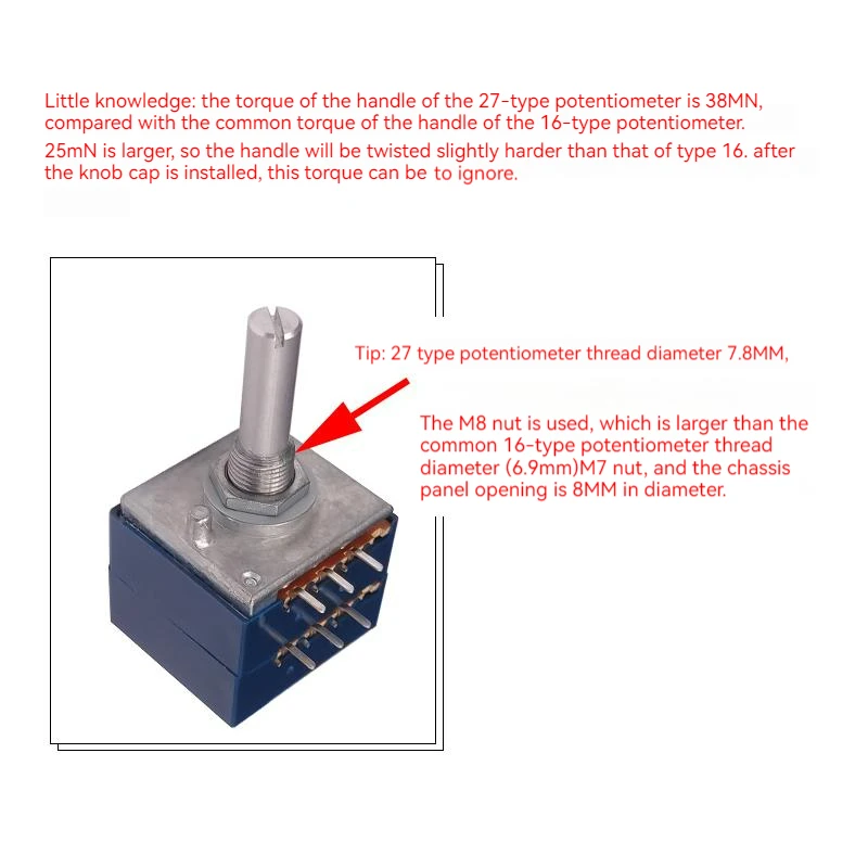 Original Alps Rk271 Serie Audio Rotary Potentiometer 5k 10k 20k 50k 100k 250k 500k Dual-Unit 6pin Slotted 25mm Handle 10~500kax2