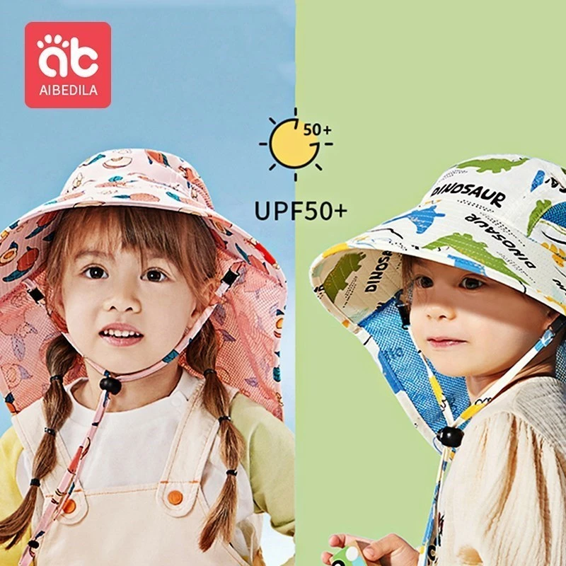 Aibedila Big Brim Baby Sun Hat Summer Spring Bucket Hats Bonnets Child Cap Uv Protection Boys And Girls Travel Beach Cute Ab76 Aliexpress