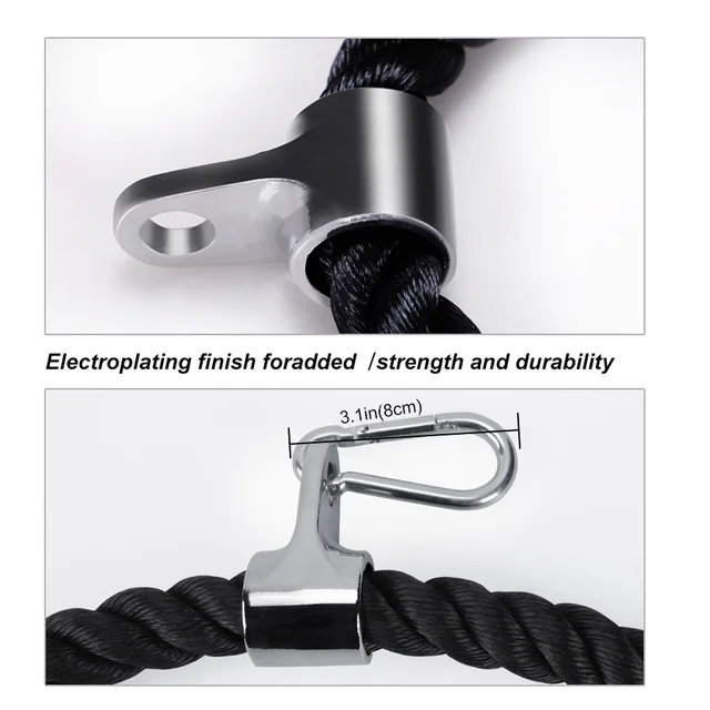 Tricep Rope Abdominal Crunches Cable Pull Down Laterals Biceps Muscle Training Fitness Body Building Gym Pull Rope 3