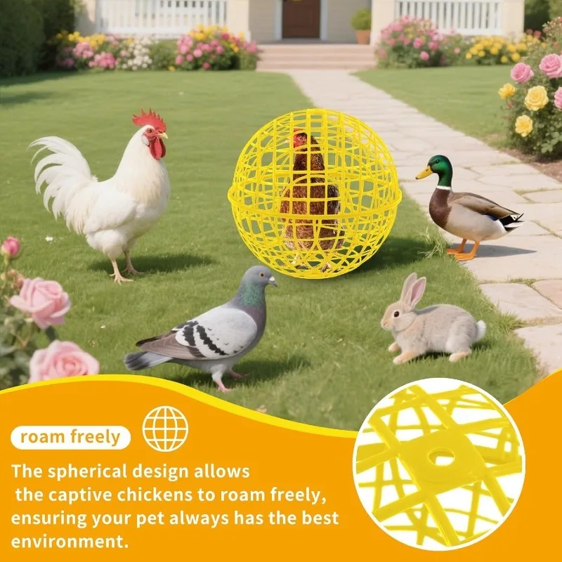 30cm Yellow Cage Movable Plastic Rolling Ball, Suitable for Birds Outdoor Farms Portable Round Safety, and Can Prevent Dog Bites