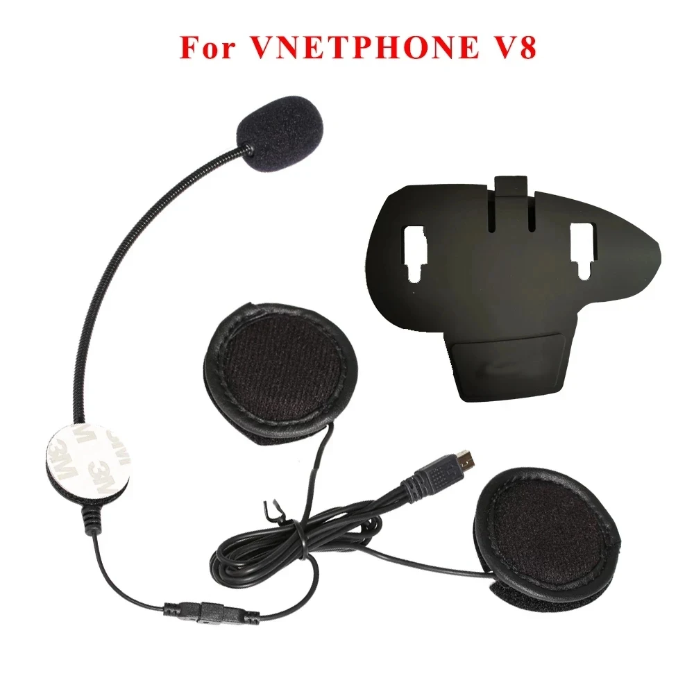 10 Pin Mini USB Jack mikrofon hoparlor kulakl k ve VNETPHONE V8 interkom motosiklet Bluetooth icin kask interkom klip AliExpress