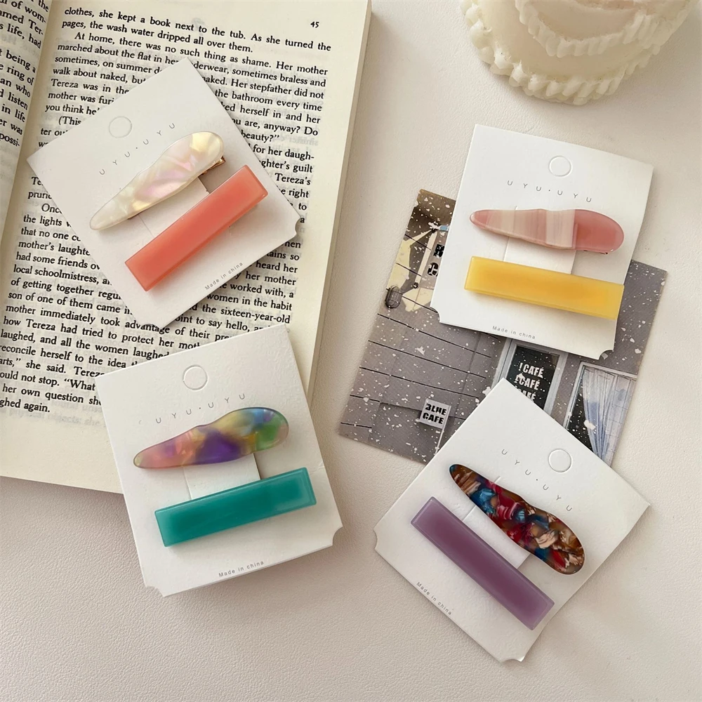 

Irregular Graphics Duckbill Clip Cute Girls Fragmented Hair Acetic Acid Hairpin BB Snap Headwear Hair Accessories For Women 2Pcs
