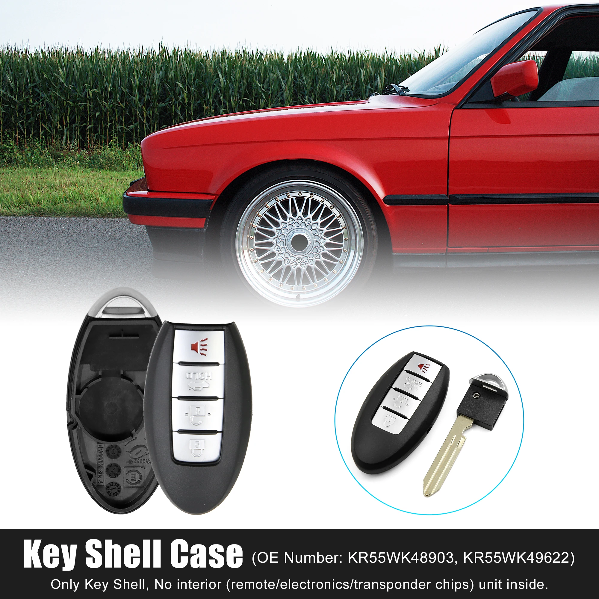 

X Autohaux 4 Button Car Key Case KR55WK48903 for Nissan Altima Maxima Insert Auto Key Remote Control Case Shell Replacement