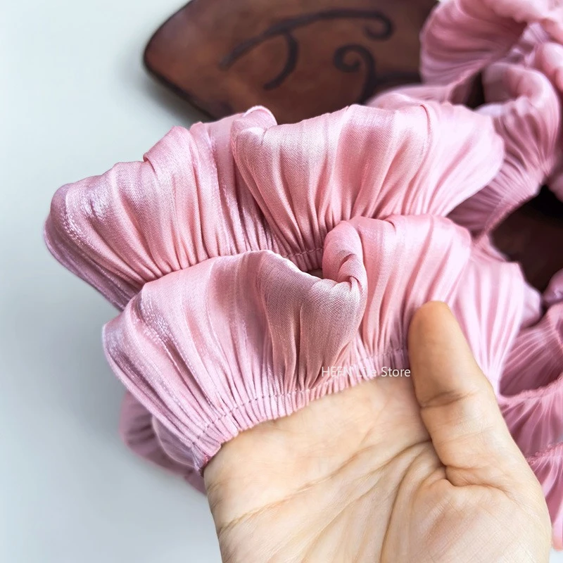 Glitter Super Soft Crystal Satin Double Layer Pleated Ruffle Lace DIY Ladies Kids Clothes Skirt Home Textile Sewing Decoration