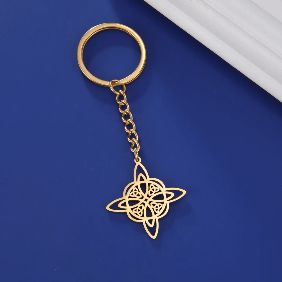 Dreamtimes - Porte-clés Nœud De Sorcière Et Pentagramme En Acier Inoxydable - Symbole Mystique Pour Sac Et Clés