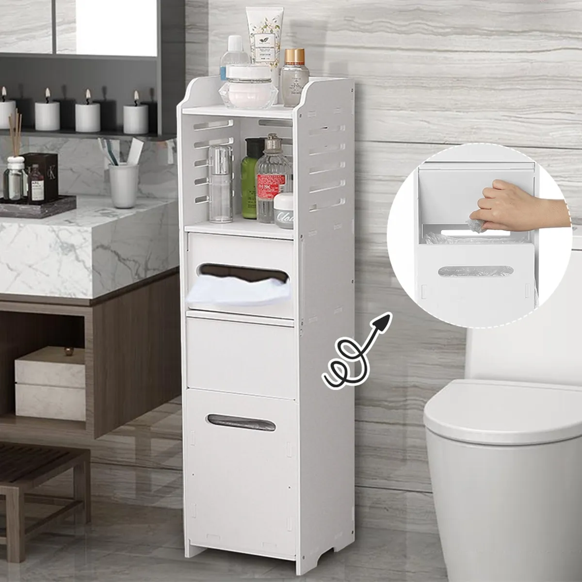 Bathroom Floor Standing Shelf Storage Cabinet Washbasin Shower