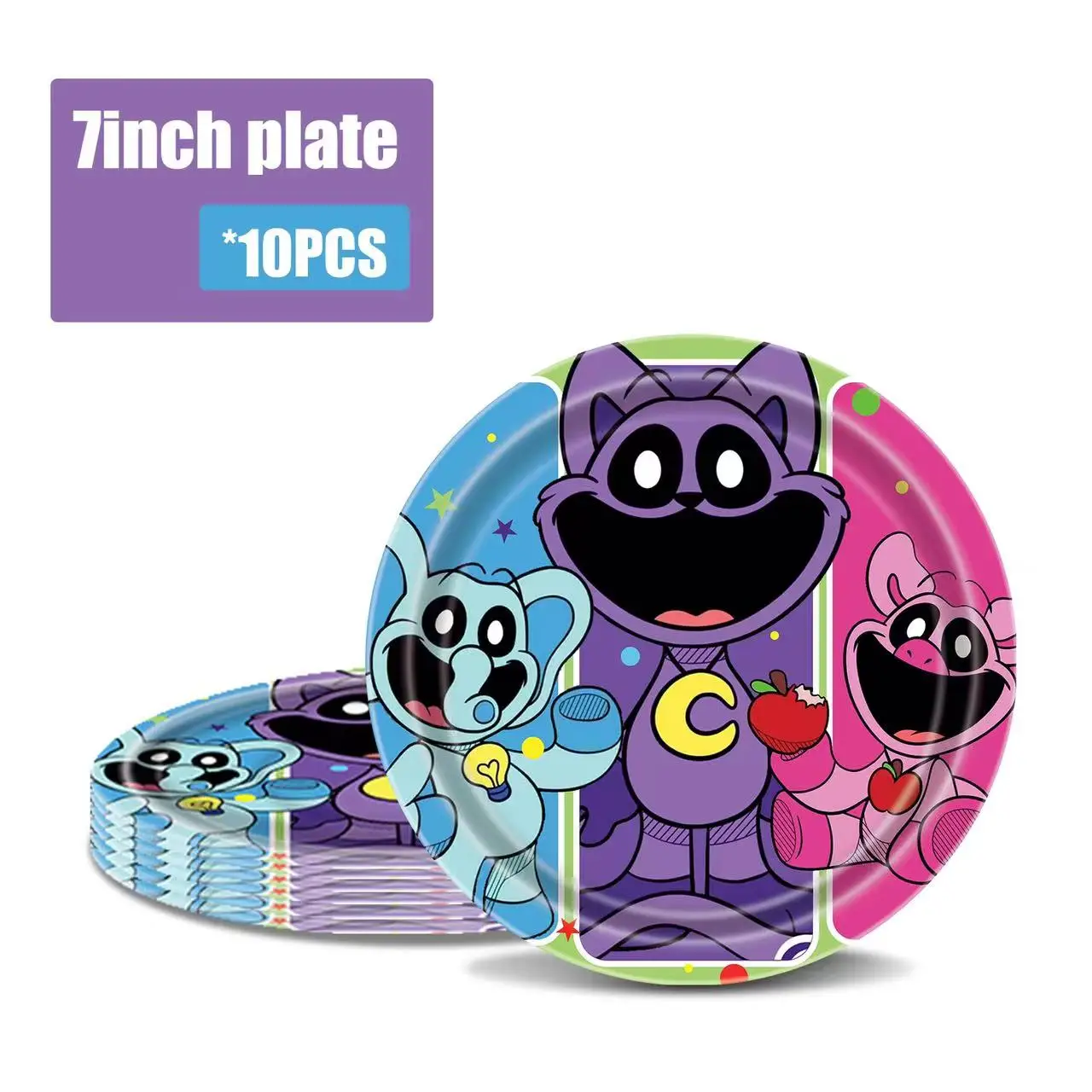 Birthday Party Supplies Smiling Critters Disposable Dinnerware Tablecloth Cake Topper Balloon for Kids Baby Shower