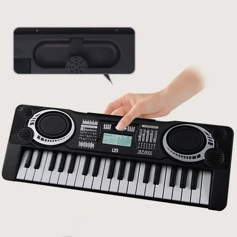 37 Keys USB Electronic Organ Kids Electric Piano Black Digital Music Electronic Keyboard Stereo Beginner Instrument Gift