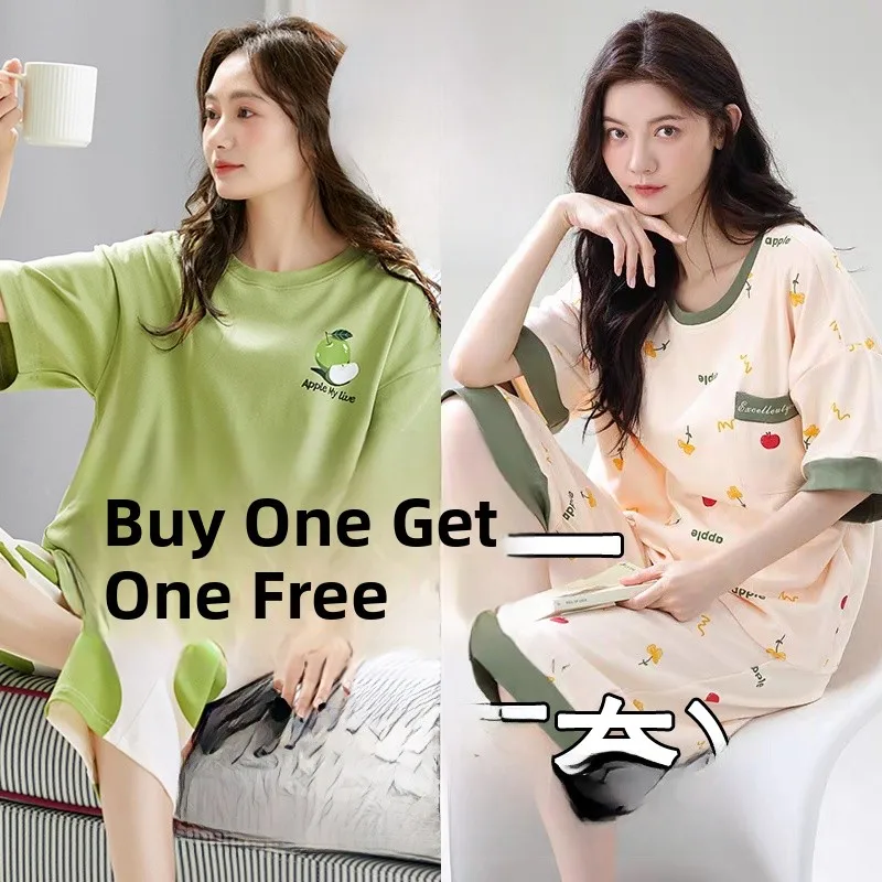 Women's Cotton Sleepwear Short Sleeve 2025 New Style Home Leisure Fashion Cartoon Print Comfortable Breathable Nightgown - 2
