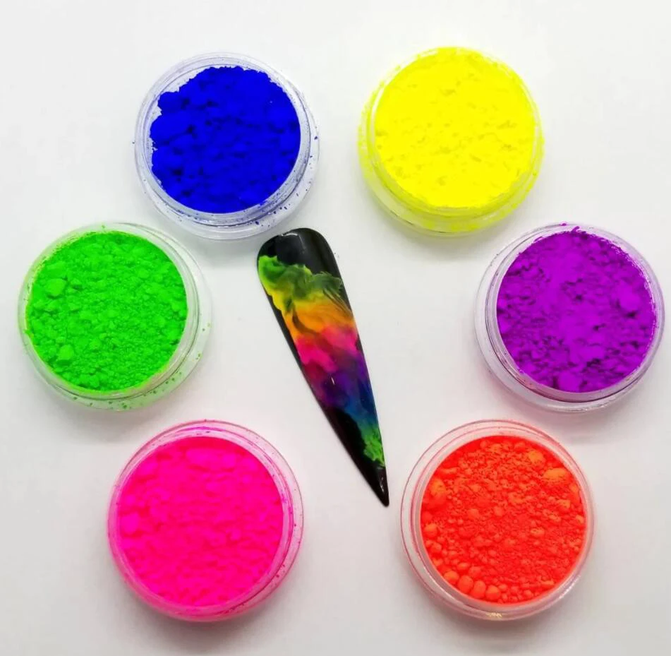 Neon Pigment Powder Fluorescent Nail Glitter for Nail Art Decoration nail powder,nail glitter,nail pigment,nail decoration,nail decorations,fluorescent pigment