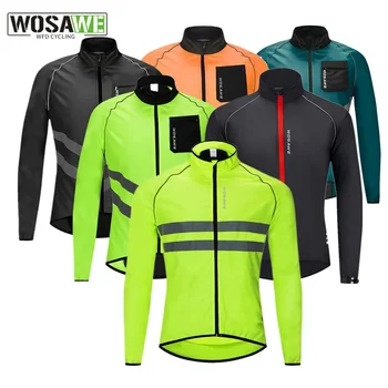 WOSAWE Ultralight Men's Cycling Windbreaker Reflective Jacket Windproof Bike Jacket Water Resistant MTB Road Bicycle Long Jersey