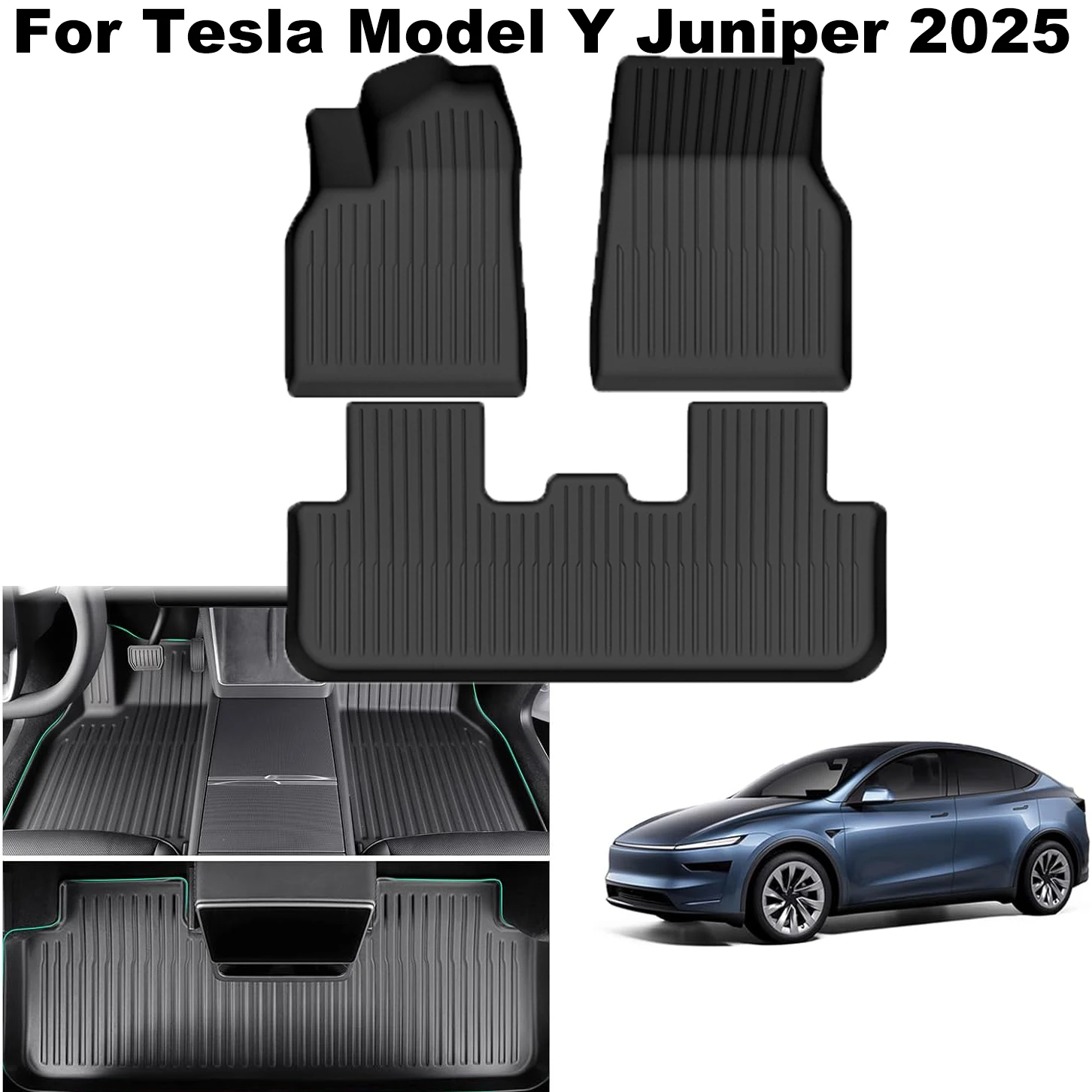 Model Y Juniper 2025 2026 Vordermatten, Model Y 2025 Bodenmatten aus Gummi TPE für alle Wetterbedingungen, 3D-gescannt, OEM-Original, leicht zu reinigen, NICHT für die Standardversion geeignet.
