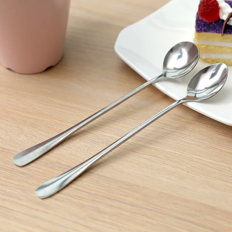 Stainless steel spoon long handle coffee ice cream dessert teaspoons kitchen accessories bar tools