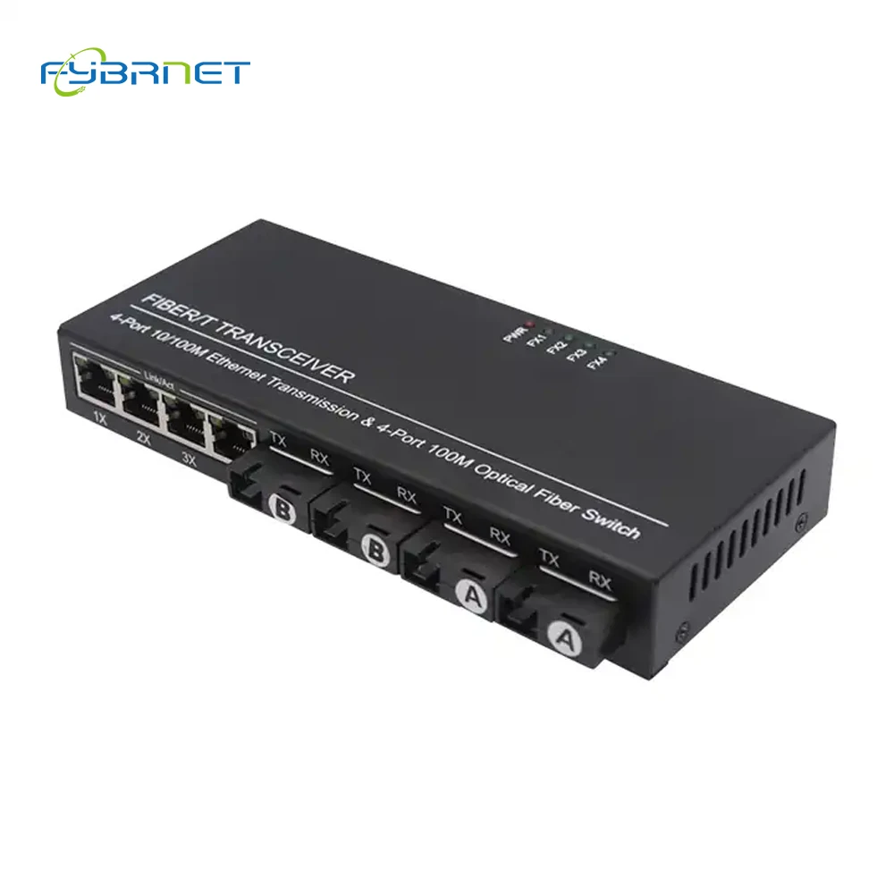 1PCS 4F4E 10/100M 155M Fiber Ethernet Media Converter Fast Ethernet switch 20KM 4 SC Fiber 4 RJ45 fiber Switch