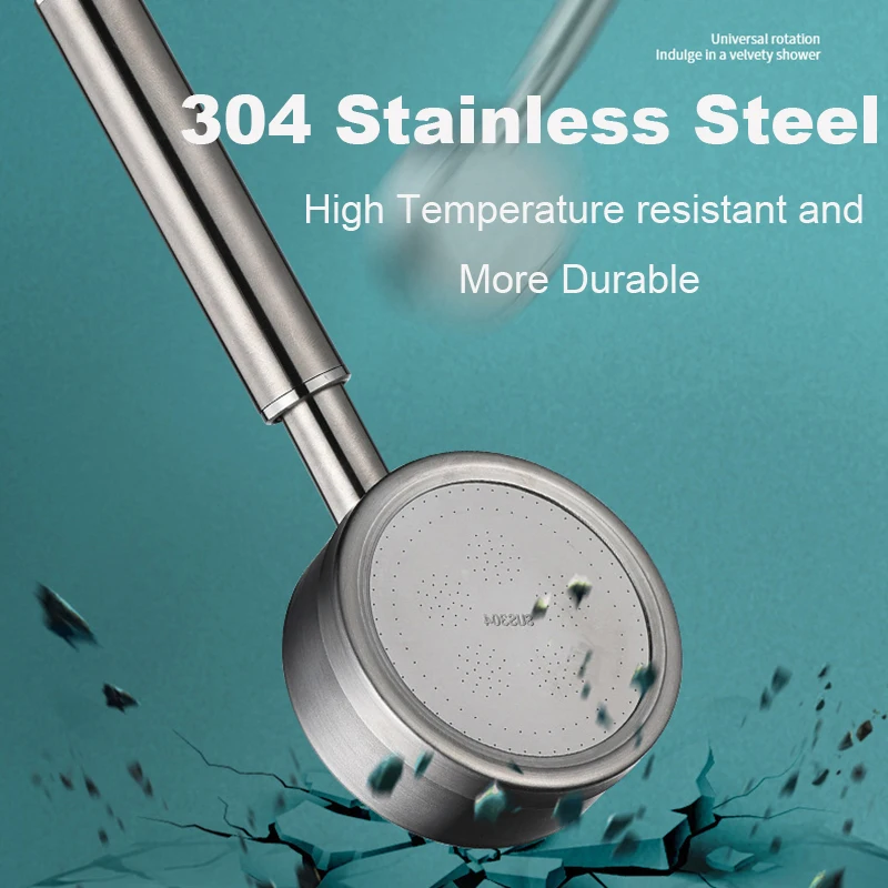 Shower Head 304 Stainless Steel High-pressure Handheld Bathroom Wall Mounted