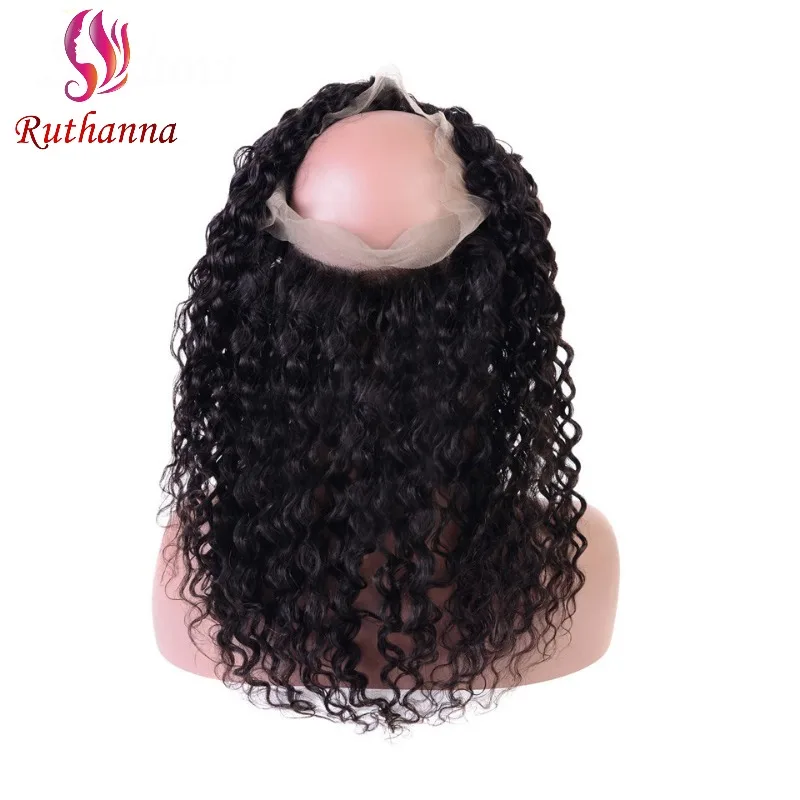 Water Wave 360 Lace Frontal Closure Human Hair Natural Color Brazilian Virgin Hair Transparent Lace Closure For Black Women