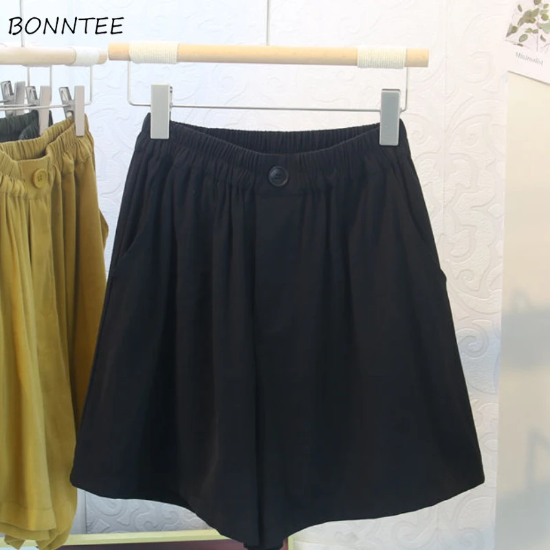 

Shorts Women Summer New Solid Simple All-match Elegant Soft Ladies Chic Fit Fashion Ulzzang S-4XL Loose Elastic Waist Popular