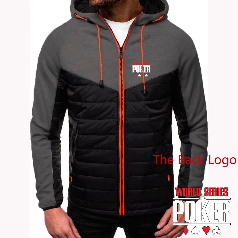 Men World Series of Poker Spring and Autumn Seven Color Cotton Jacket Printing Patchwork Design Exquisite Hooded Coat