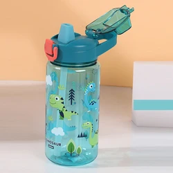 Children's 600ML Cartoon Animal Water Bottle with Straw - Portable & Durable Toddler Drink Kettle (Green)