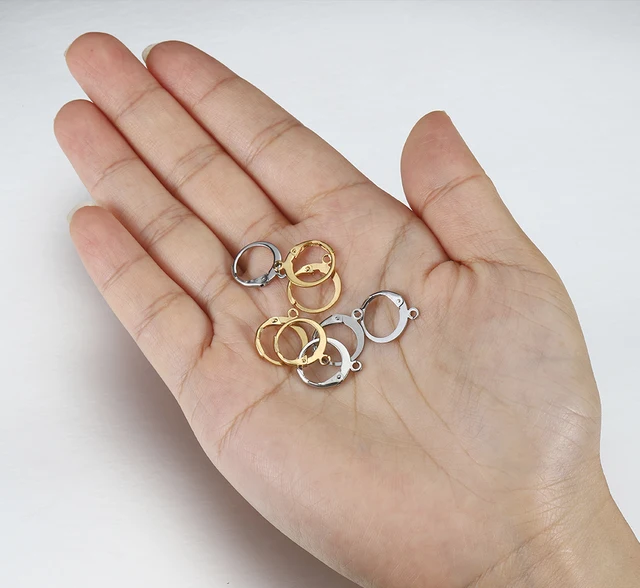 24 Ganci Orecchini A Leva - Placcati Oro 18K E Platino, Motivo Floreale Per Creazione Gioielli Fai Da Te