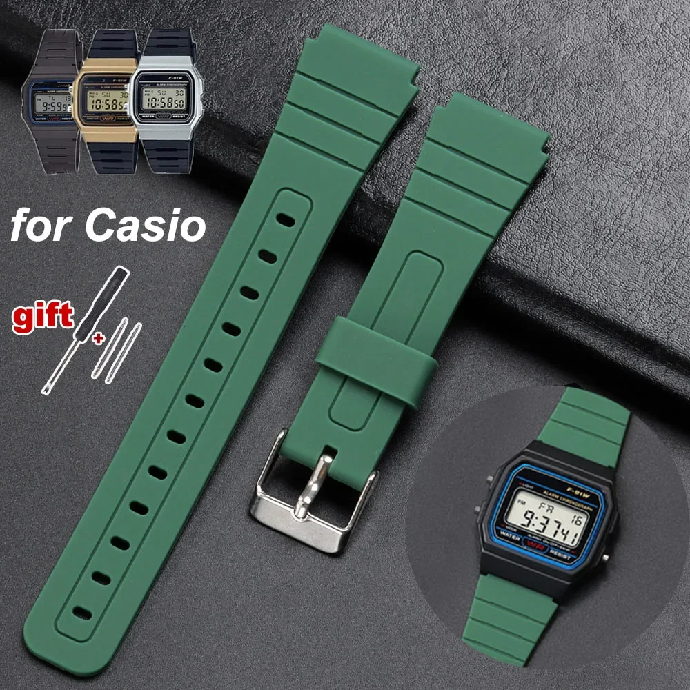 Pour Casio F91W W800H SGW400 F-91W F84 F105/108 A158/168 AE1200 Bracelet de montre en Silicone bande étanche remplacer les bracelets de poignet 1 Pour Casio F91W W800H SGW400 F-91W F84 F105/108 A158/168 AE1200 Bracelet de montre en Silicone bande étanche remplacer les bracelets de poignet 1