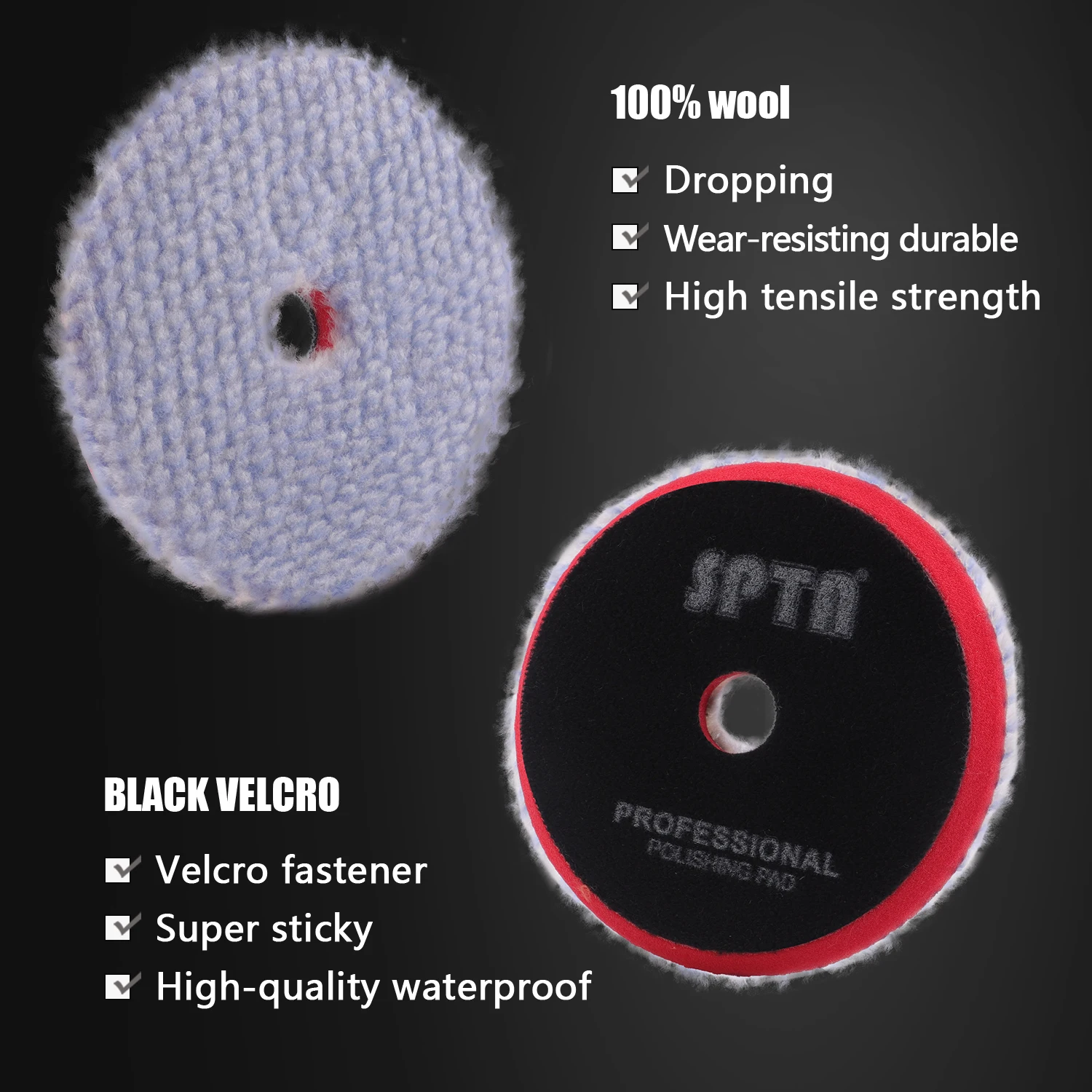 SPTA 3"(76mm)/5"(125mm)/6"(150mm) V2.0 New Blue Medium Cutting Wool Polishing Pad Short Wool ing Pad car polishing pad car polish pad car polishing sponge wool polishing pad polishing sponge set polishing wheel disc polishing wheel kit car glass polishing kit For Car Polishing