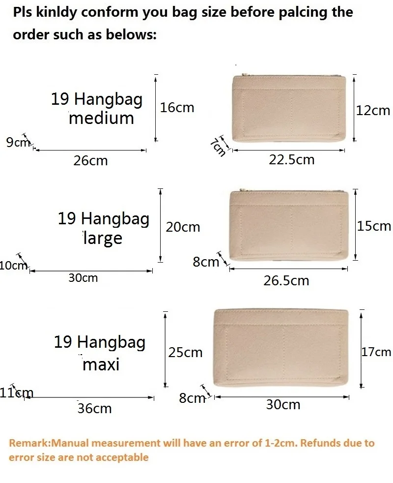 Fits For CC 19 Flap Insert Bag Organizer Makeup Handbag Organizer Portable Cosmetic Bag Women Luxury Designer