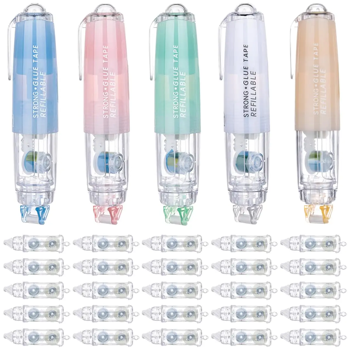 Double Sided Tape Roller with Tape Refills, Retractable Scrapbooking Glue Tape Roller, Adhesive Tape Dispenser 3