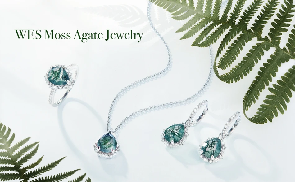 WES 925 Sterling Silver Natural Gemstone 8*10mm Moss Agate Rings For Woman Fine Jewelry Certified Wedding Valentine Party Gifts WES 925 Sterling Silver Natural Gemstone 8*10mm Moss Agate Rings For Woman Fine Jewelry Certified Wedding Valentine Party Gifts